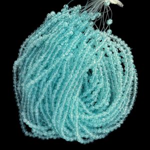 Crackle Glass Beads, 8mm Round, Sky Blue