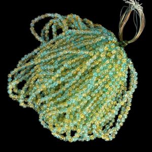 8mm Yellow with Blue Crackle Glass Beads Round 30 Inch String (Approx 95–100 Beads) | Jewellery Making Beads for Necklace, Bracelet & Anklet Designing