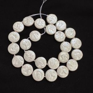 Shell Pearls, Coin Shape, 12mm, Cream