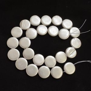 Shell Pearls, Coin Shape, 15mm, Cream