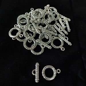 Toggle clasp, Sliver, Circle  Shape ,Pack of 10 sets