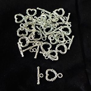 Toggle clasp, Sliver, Heart Shape ,Pack of 10 sets
