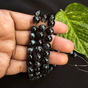 Printed Glass Beads,black with white Double Shade ,30"(100 Beads Approx)