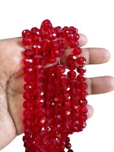 Glass Crystals, Rondelle, 8mm, Dark Red