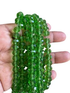 Glass Crystal , Rondelle, 8mm, Grass green