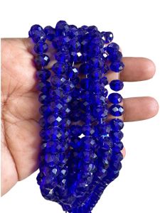 Glass Crystal, Rondelle, 8mm, Ink Blue