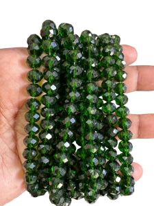 Glass Crystal, Rondelle, 8mm, Green