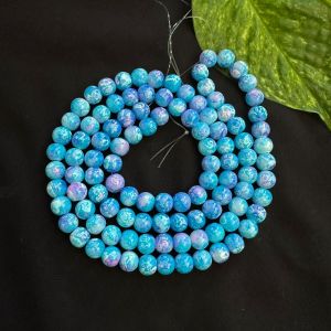 Printed Glass Beads,light blue Double Shade ,30"(100 Beads Approx)