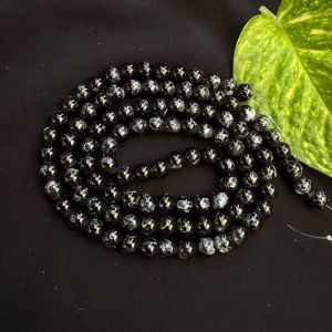 Printed Glass Beads,black with white Double Shade ,30"(100 Beads Approx)