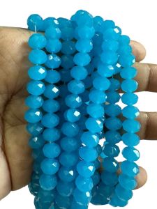 Glass Opaque Crystals, Rondelle, 8mm, Light Blue