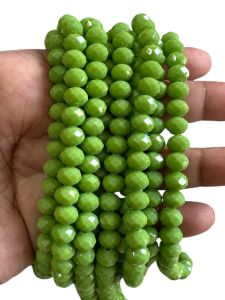 Glass Opaque Crystals, Rondelle, 8mm, Parrot Green