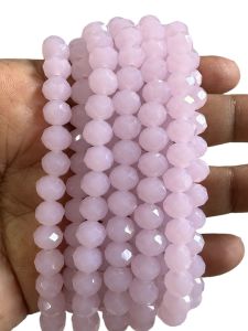 Glass Opaque Crystals, Rondelle, 8mm, Baby Pink
