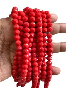 Glass Opaque Crystals, Rondelle, 8mm, Red