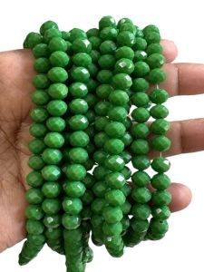 Glass Opaque Crystals, Rondelle, 8mm, Green