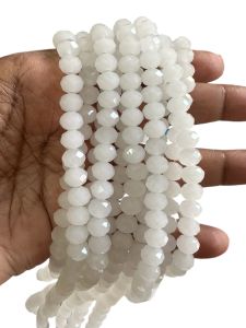 Glass Opaque Crystals, Rondelle, 8mm, White