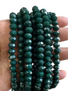 Glass Opaque Crystals, Rondelle, 8mm, Dark Green