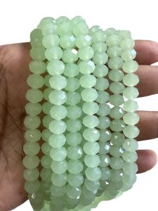 Glass Opaque Crystals, Rondelle, 8mm, Light Green