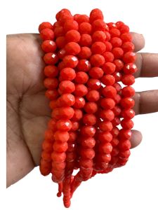 Glass Opaque Crystals, Rondelle, 8mm, Sindoor Orange