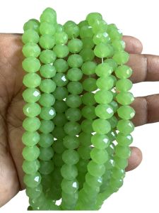 Glass Opaque Crystals, Rondelle, 8mm, Light Green