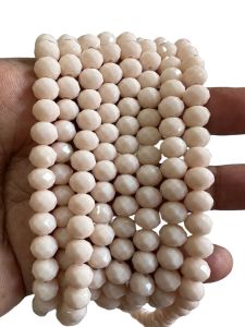 Glass Opaque Crystals, Rondelle, 8mm, Light Beige