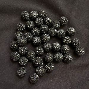 Rhinestones Balls, 10mm, Black, Pack Of 10 Pcs