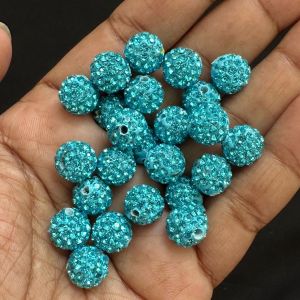 Rhinestones Balls, 10mm, Light Blue, Pack Of 10 Pcs
