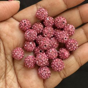 Rhinestones Balls, 10mm, Light Pink, Pack Of 10 Pcs