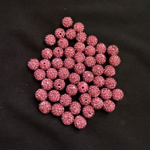 Rhinestones Balls, 10mm, Light Pink, Pack Of 10 Pcs