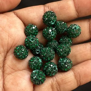 Rhinestones Balls, 10mm, Dark Green, Pack Of 10 Pcs
