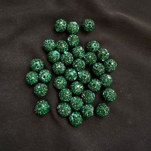 Rhinestones Balls, 10mm, Dark Green, Pack Of 10 Pcs