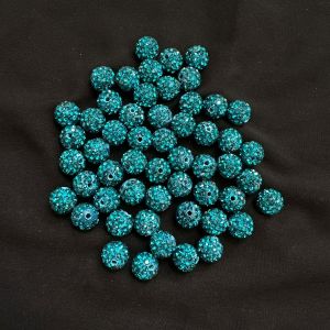 Rhinestones Balls, 10mm, Peacock Blue, Pack Of 10 Pcs