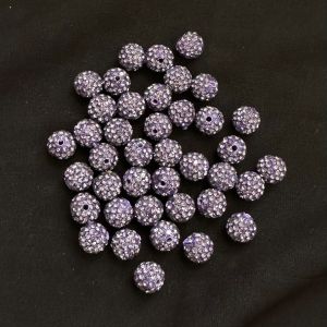 Rhinestones Balls, 10mm, Lavender, Pack Of 10 Pcs