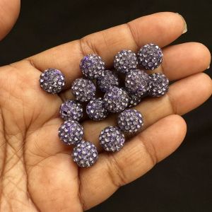 Rhinestones Balls, 10mm, Lavender, Pack Of 10 Pcs