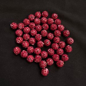 Rhinestones Balls, 10mm, Maroon, Pack Of 10 Pcs