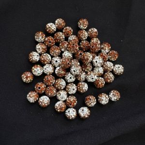 Rhinestones Balls, 10mm, Brown Double shade , Pack Of 10 Pcs