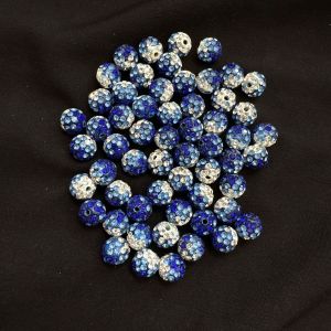 Rhinestones Balls, 10mm,Royal blue Double shade , Pack Of 10 Pcs