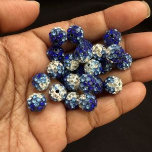 Rhinestones Balls, 10mm,Royal blue Double shade , Pack Of 10 Pcs
