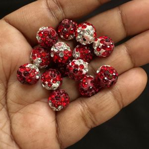 Rhinestones Balls, 10mm,Maroon Double shade , Pack Of 10 Pcs