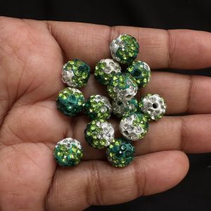 Rhinestones Balls, 10mm,Green Double shade, Pack Of 10 Pcs