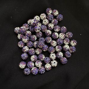 Rhinestones Balls, 10mm,Purple Double shade, Pack Of 10 Pcs