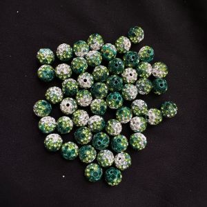 Rhinestones Balls, 10mm,Green Double shade, Pack Of 10 Pcs