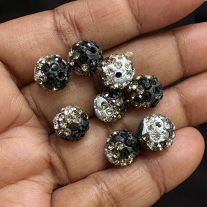 Rhinestones Balls, 10mm,Black double shade, Pack Of 10 Pcs