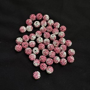 Rhinestones Balls, 10mm,Light pink double shade, Pack Of 10 Pcs