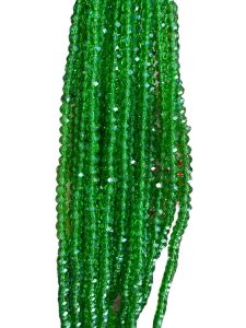 Glass Crystals, Rondelle, 6mm, Grass Green