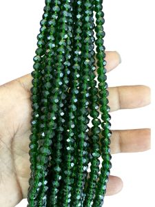 Glass Crystals, Rondelle, 6mm, Dark Green