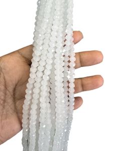 Glass Opaque Crystals, Rondelle, 6mm, White