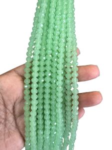 Glass Opaque Crystals, Rondelle, 6mm, Green