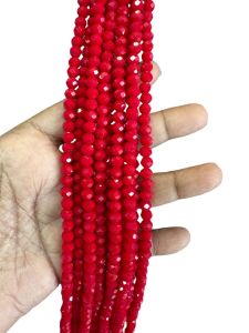 Glass Opaque Crystals, Rondelle, 6mm, RED