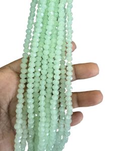 Glass Opaque Crystals, Rondelle, 6mm, Light Green