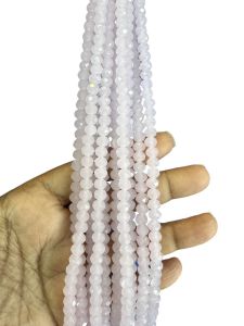 Glass Opaque Crystals, Rondelle, 6mm, Light Pink